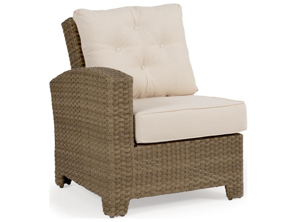 Seaside Wicker Left Arm Facing Sectional Lounge Chair with Cushions