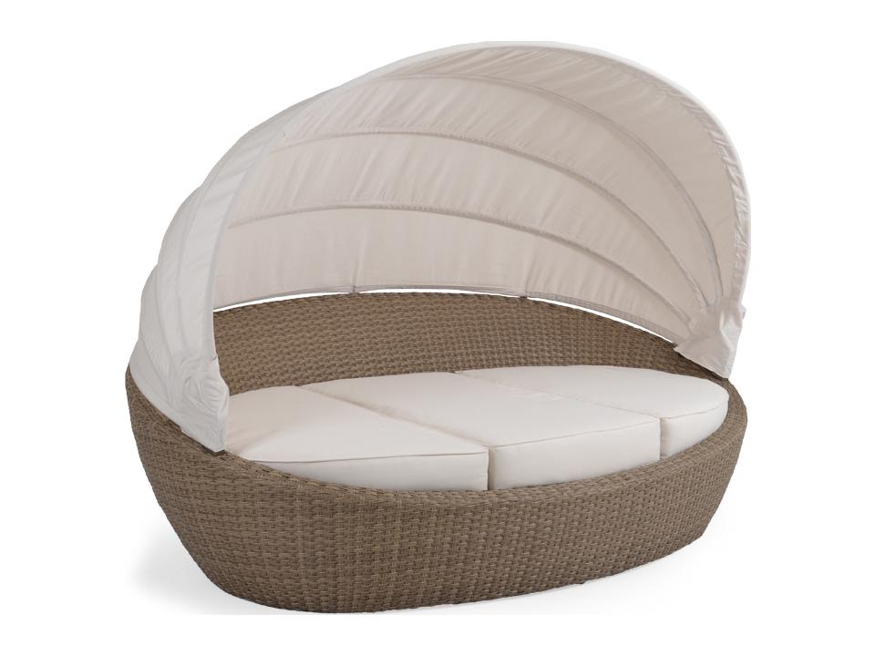 Seaside Outdoor Wicker Day Chaise with Canopy