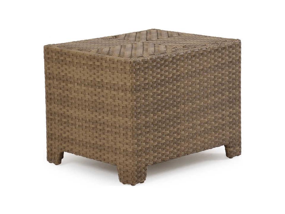 Seaside Wicker Rectangular Storage End Table in Oyster Grey
