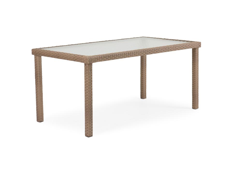 Seaside 62-Inch Rectangle Outdoor Dining Table with Glass Top