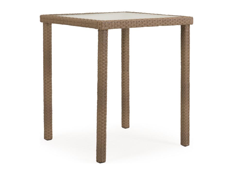 Seaside 34 Inch Square Wicker Glass Top Bar Table in Oyster Grey
