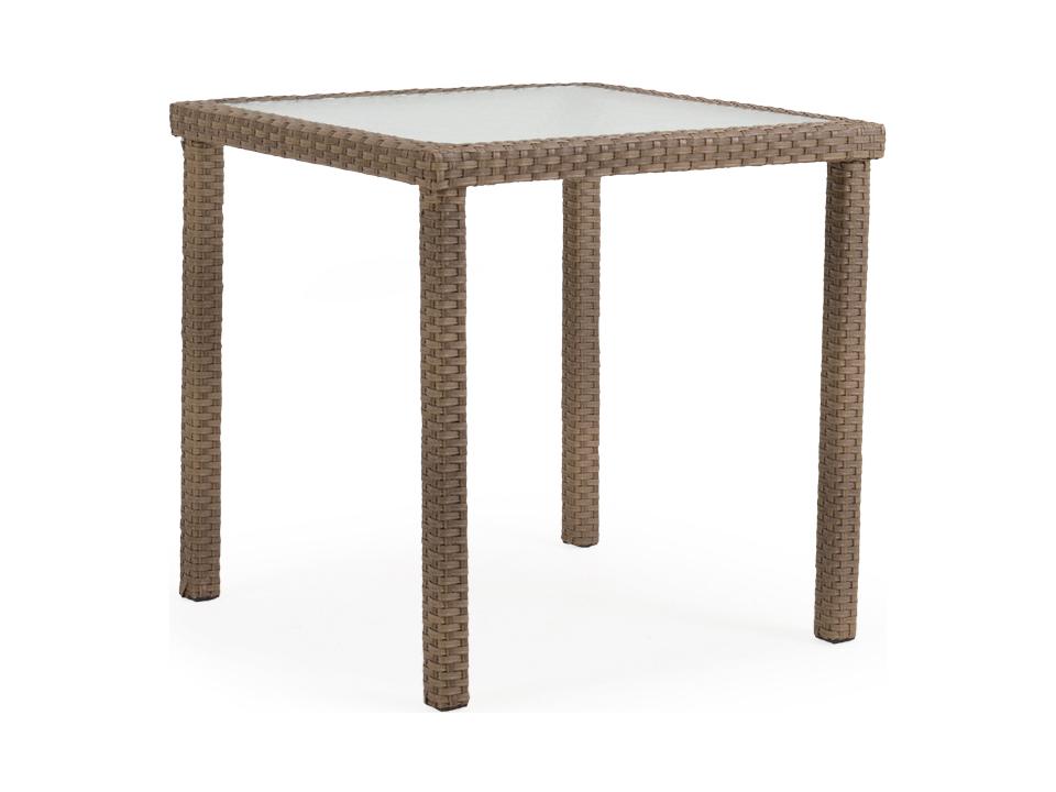 Seaside Square Counter Table Wicker Glass Top Oyster Grey