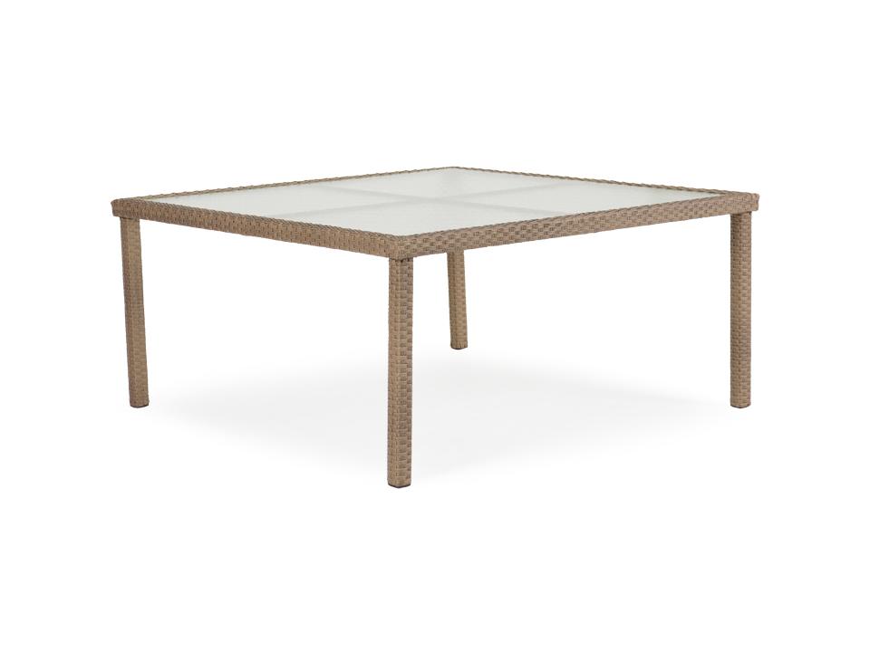 Seaside 62-Inch Square Wicker Glass Top Dining Table