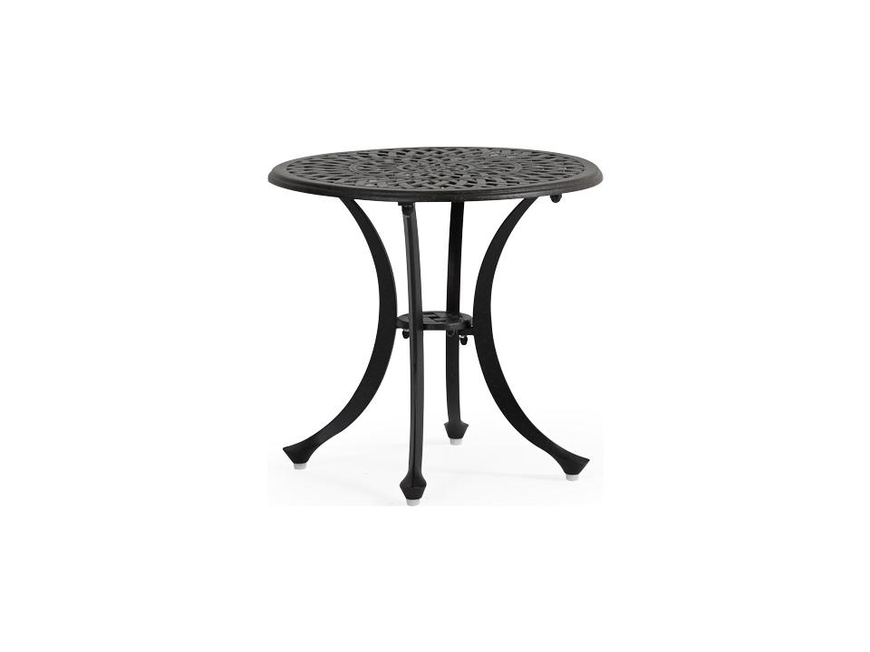 Oxford Round Tea Table Cast Aluminum in Weathered Black
