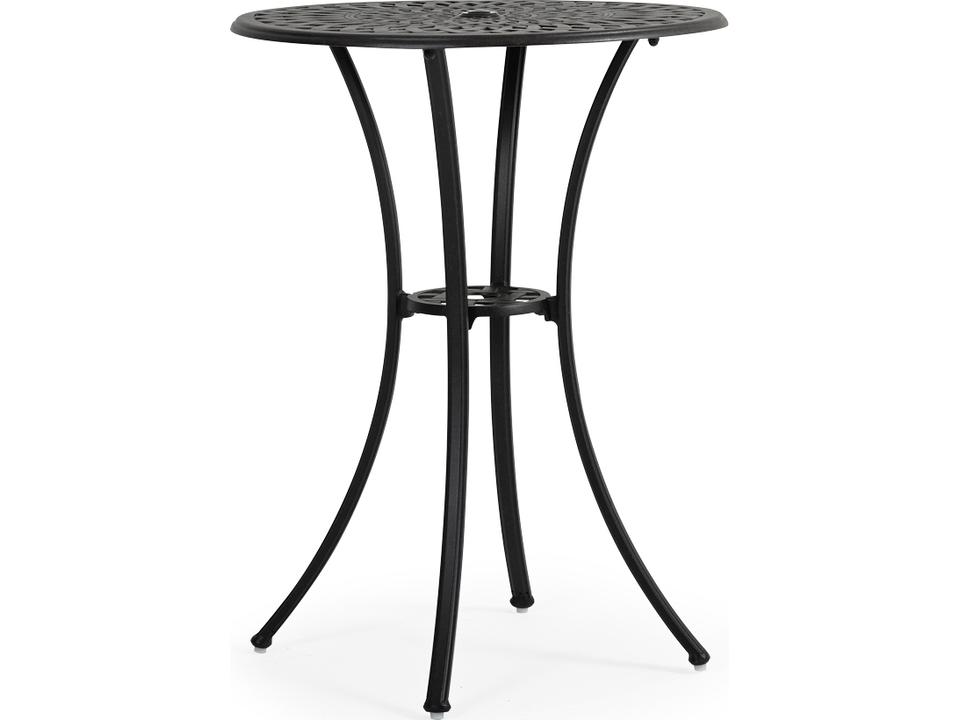 Oxford Round Outdoor Bar Table with Umbrella Hole in Weathered Black