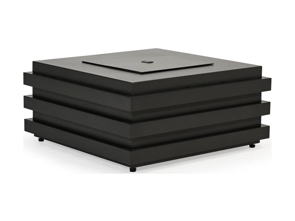 Covina Aluminum Square Outdoor Fire Pit Table with Lid