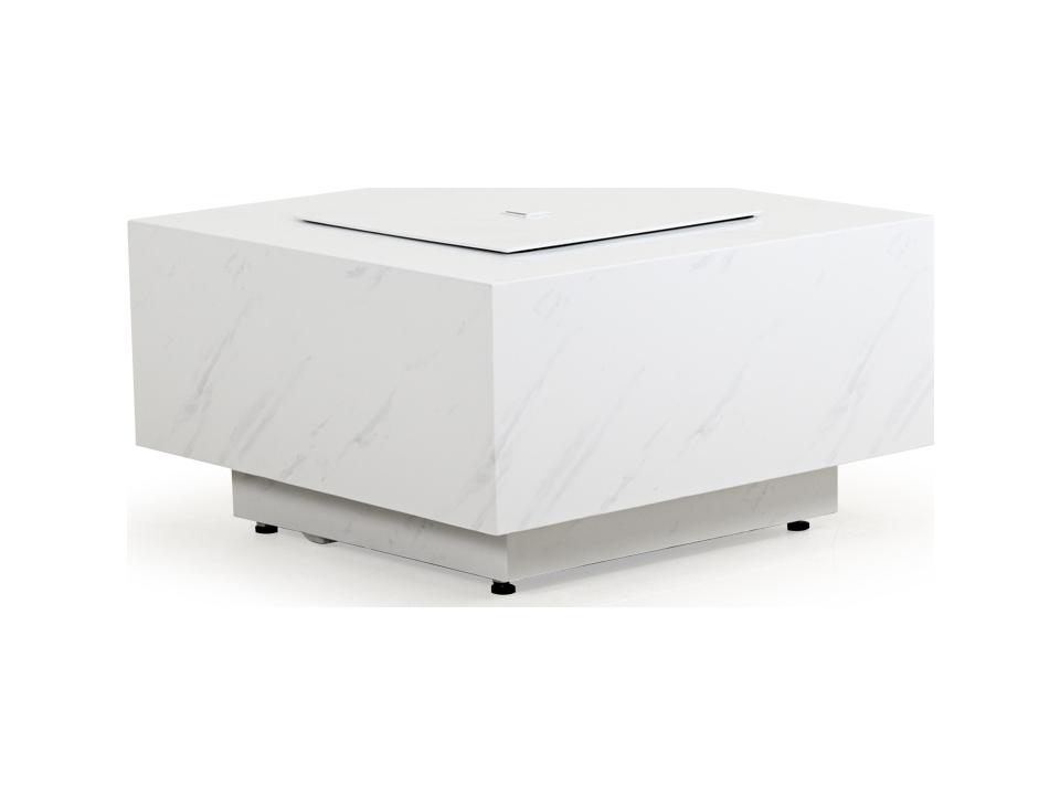 Santorini Square Outdoor Fire Pit Table with Faux Marble Top