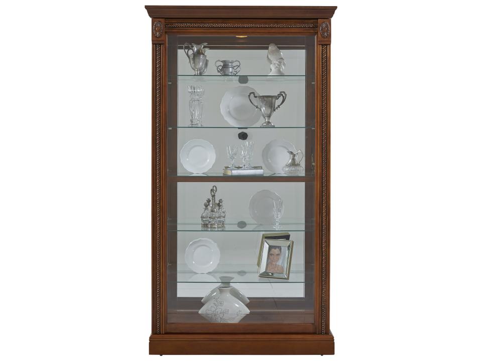Medallion Cherry 2-Way Sliding Door Traditional Curio Cabinet