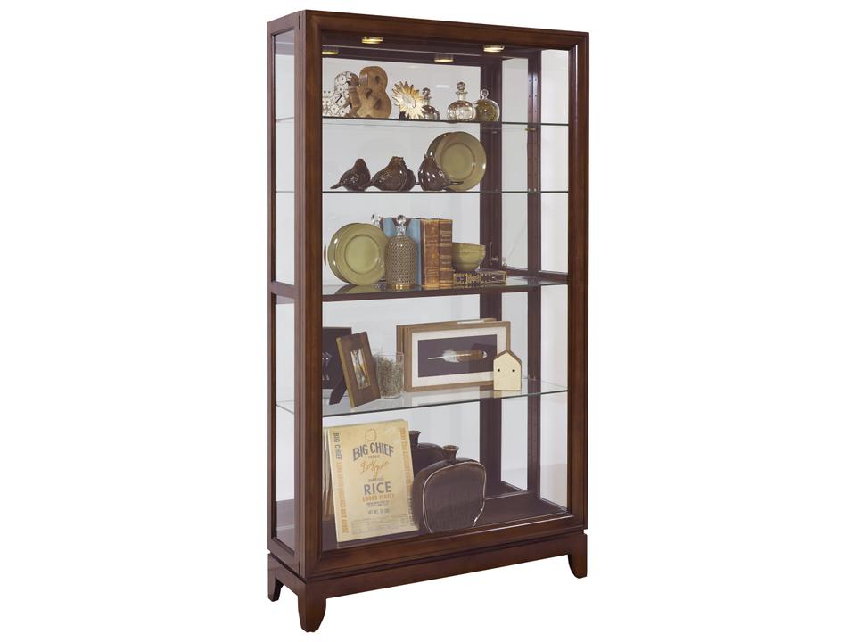 PFC Curios Modern Contemporary Two Way Sliding Door Curio in Deep Chocolate Cherry