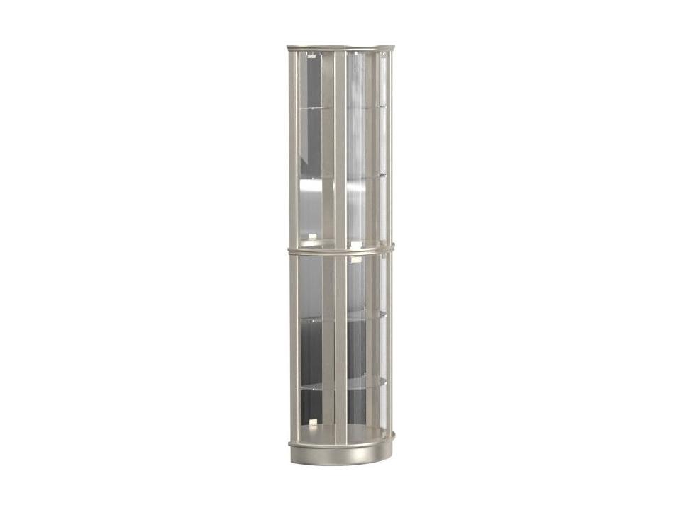 PFC Curio Glass Door Cabinet with Halogen Lighting in Platinum Finish