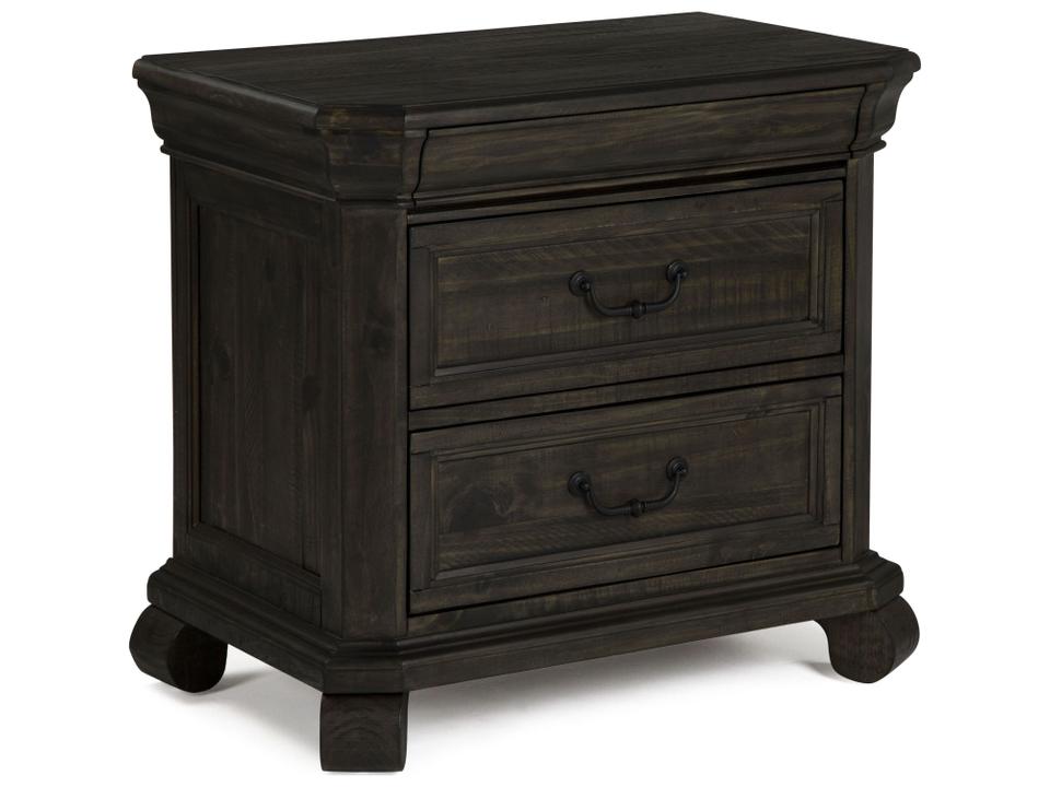 Bellamy 2-Drawers Brown Pine Wood Nightstand