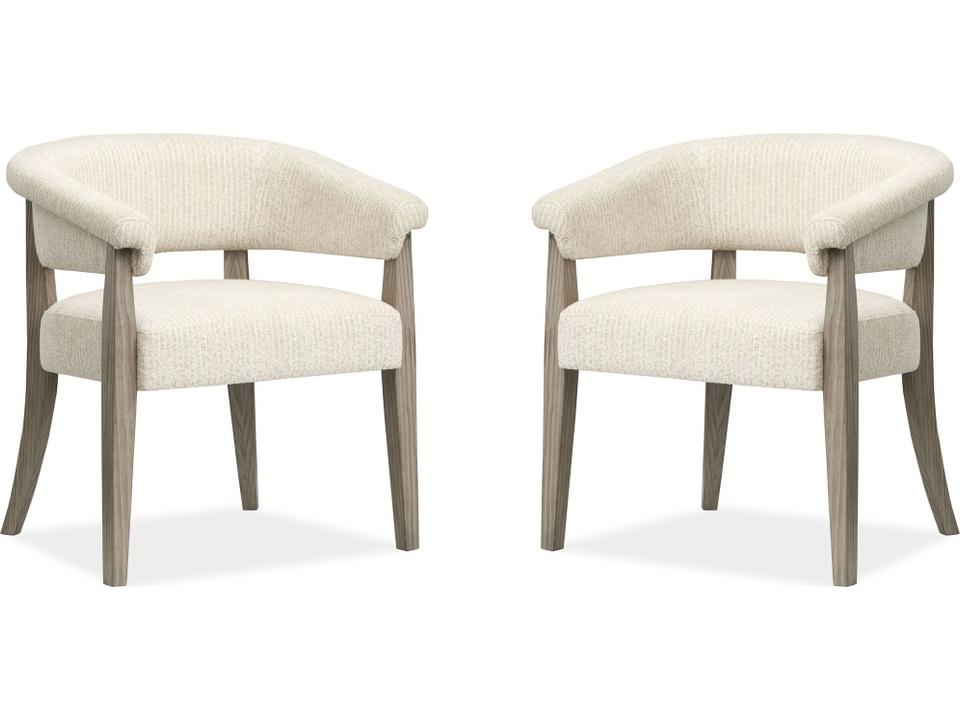 Braelyn Pine Wood White Upholstered Arm Dining Chair