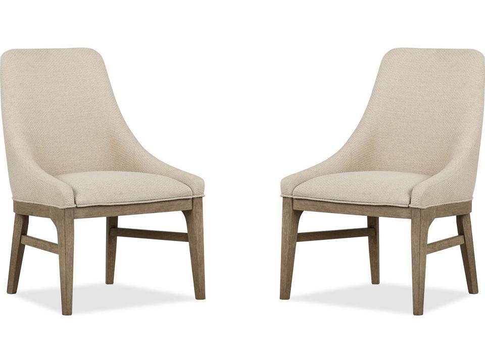 Tristan Oak Wood Beige Upholstered Armless Dining Chair