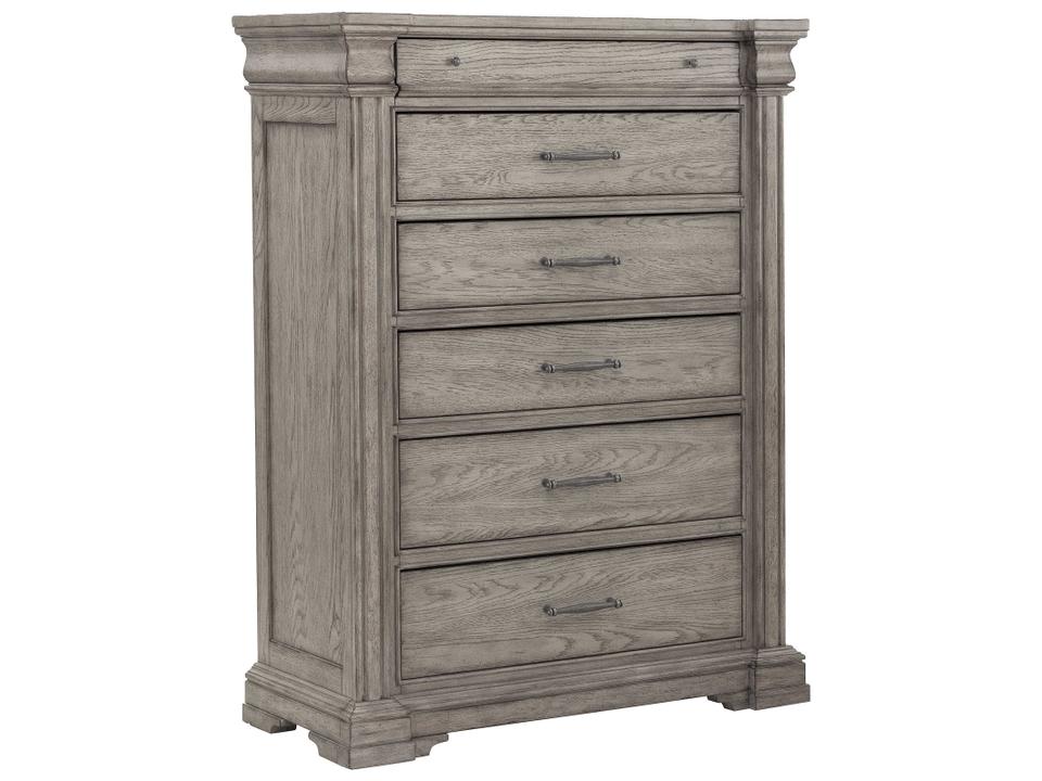 Madison Ridge 6-Drawer Chest in Bluff Grey with Oak Veneers