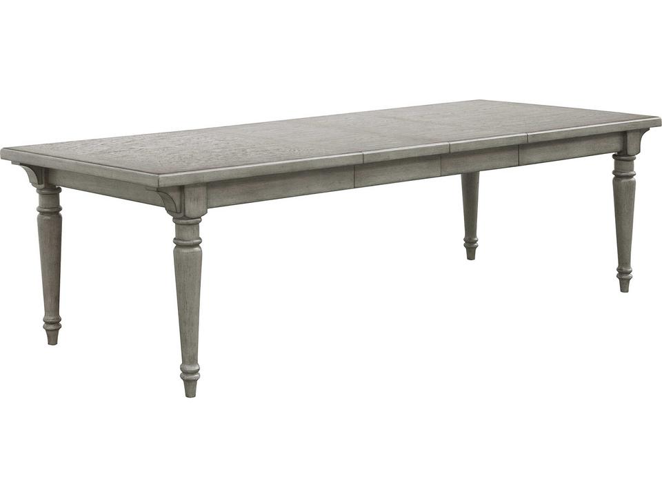 Madison Ridge Extendable Rectangular Dining Table in Buff Gray with Two Leaves
