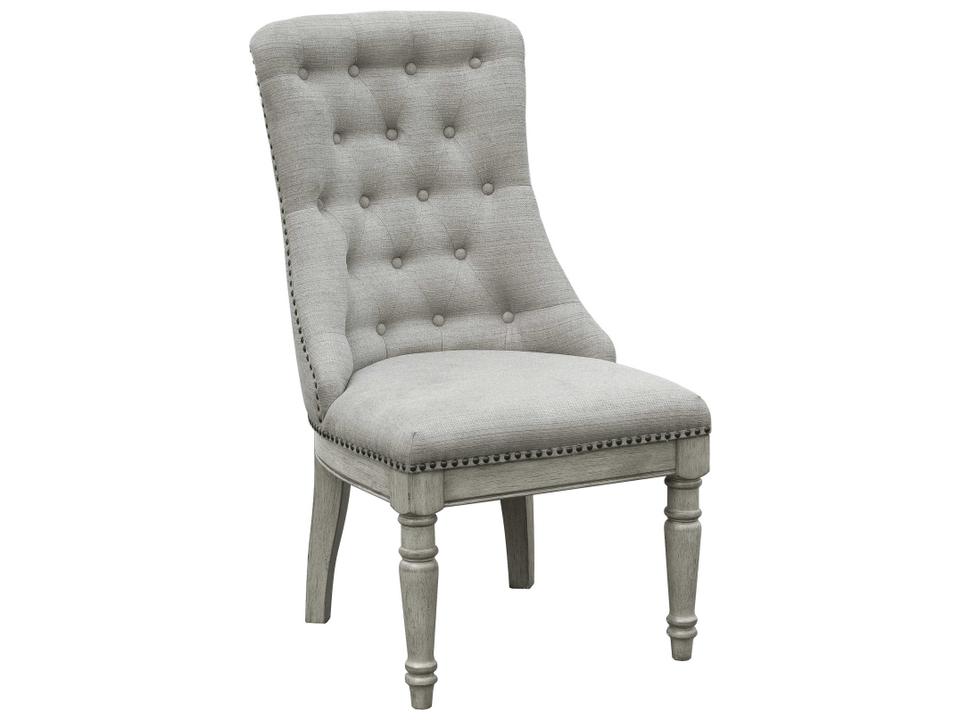 Madison Ridge Rubberwood Gray Upholstered Side Dining Chair