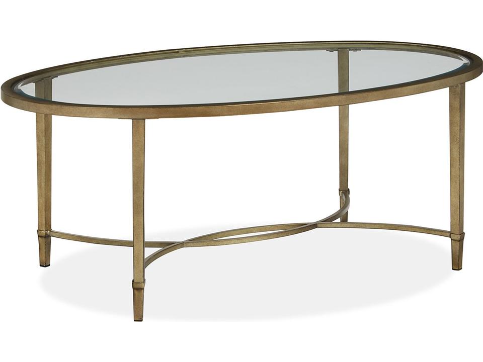 Copia Oval Glass Antiqued Silver With Gold Tint Coffee Table