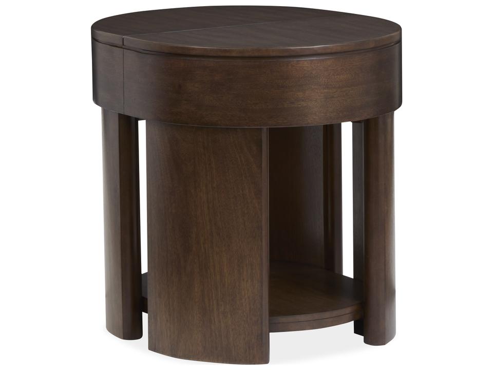 Holloway Round Wood Toasted Almond End Table
