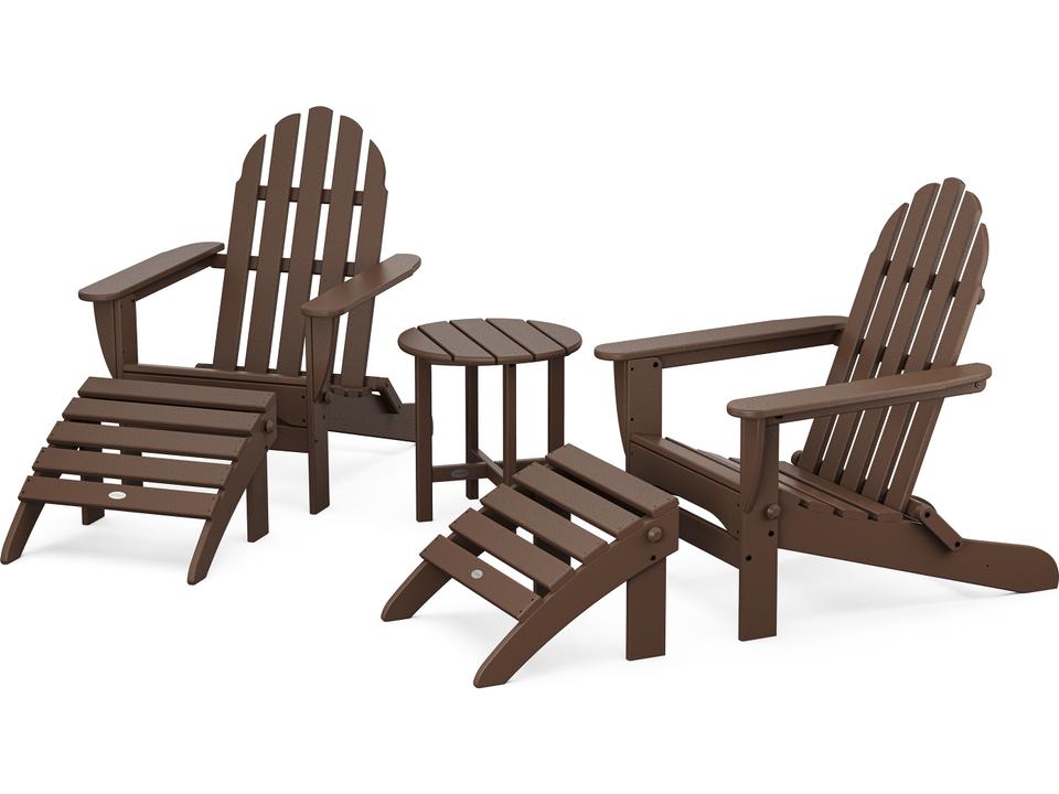 POLYWOOD Classic Adirondack 5-Piece Folding Outdoor Lounge Set with Side Table