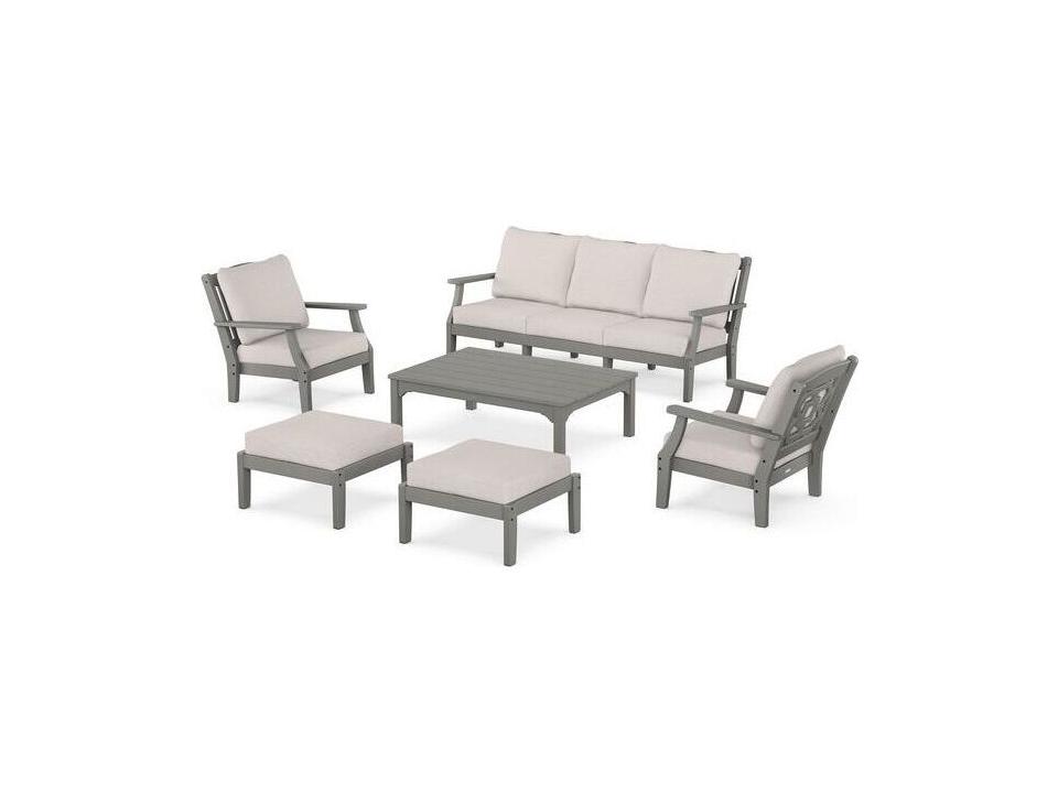 POLYWOOD Martha Stewart Chinoiserie 6-Piece Outdoor Lounge Sofa Set