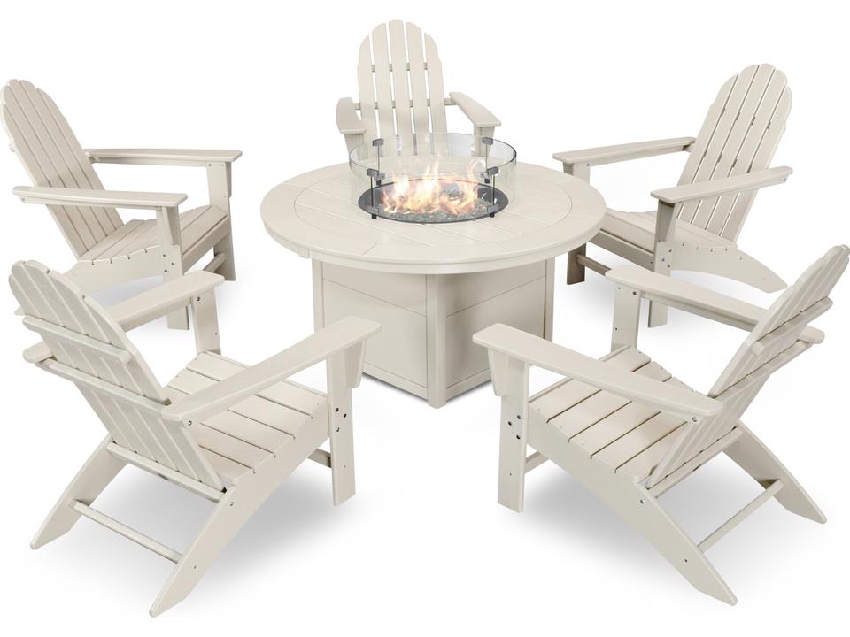 Vineyard Recycled Plastic 6 Piece Firepit Outdoor Patio Lounge Set