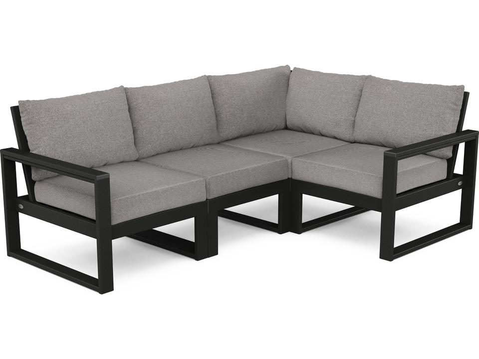 POLYWOOD Edge 4 Piece Recycled Plastic Modular Deep Seating Set