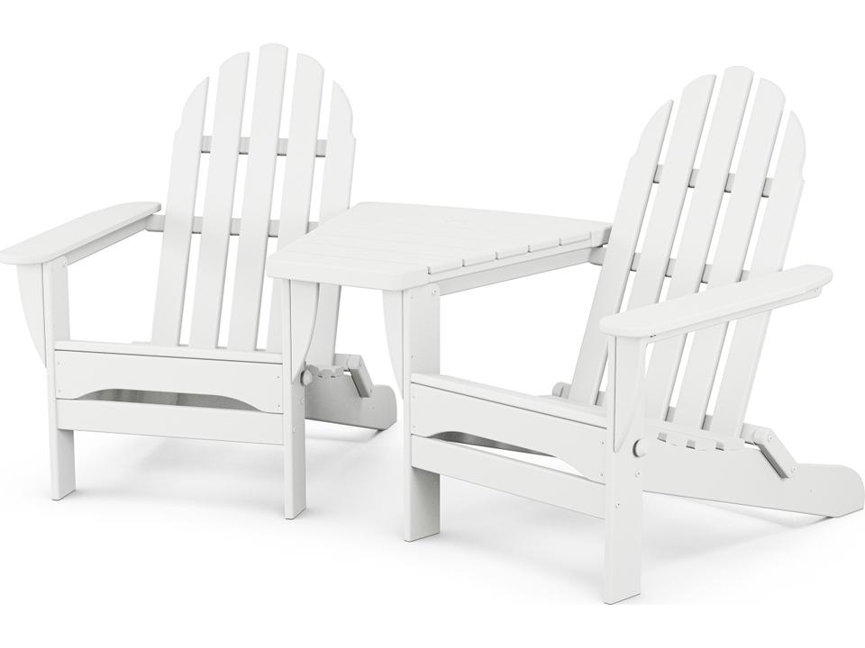 POLYWOOD Classic Adirondack Tete-a-Tete Folding Recycled Plastic Set