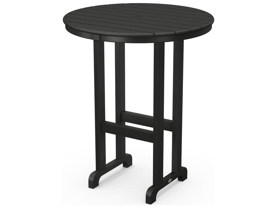 Traditional Recycled Plastic Round Outdoor Patio Bar Height Table