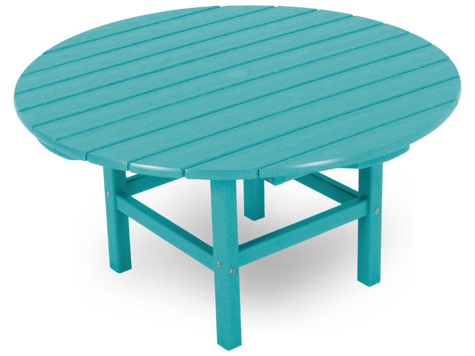 POLYWOOD Round 37-Inch Conversation Coffee Table with Umbrella Hole