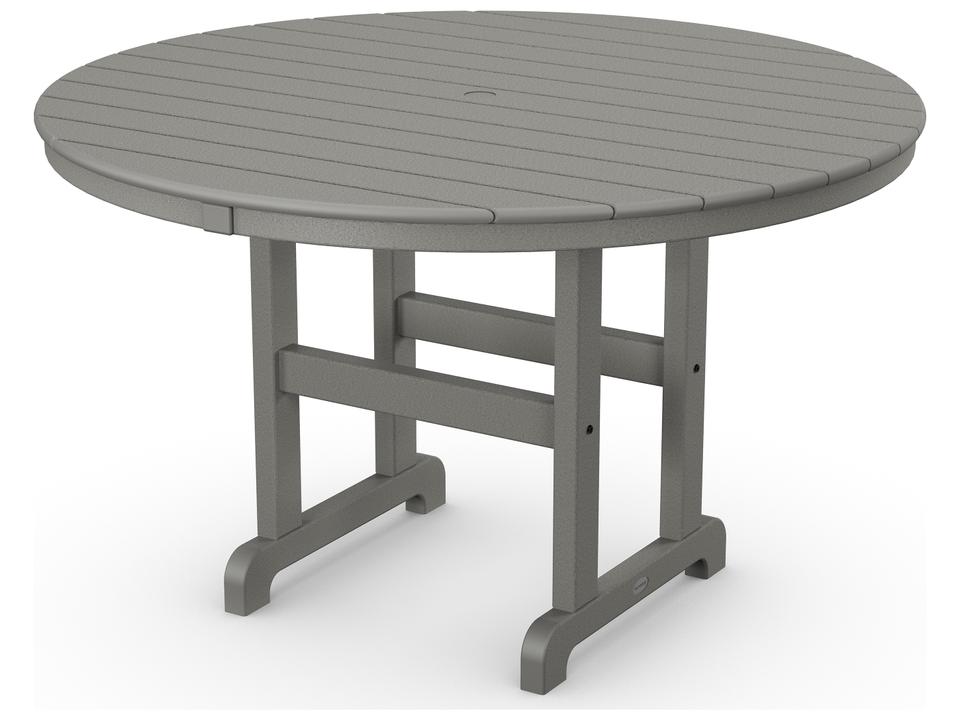 La Casa Cafe Recycled Plastic Round Patio Dining Table with Umbrella Hole
