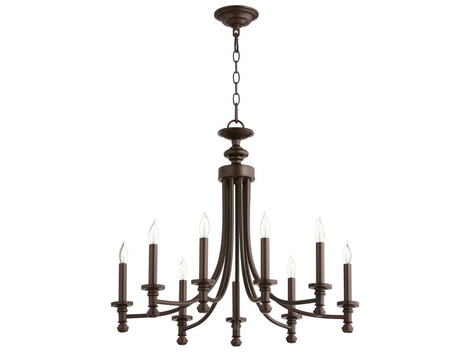 9-Light Rossington Candelabra Chandelier in Oiled Bronze