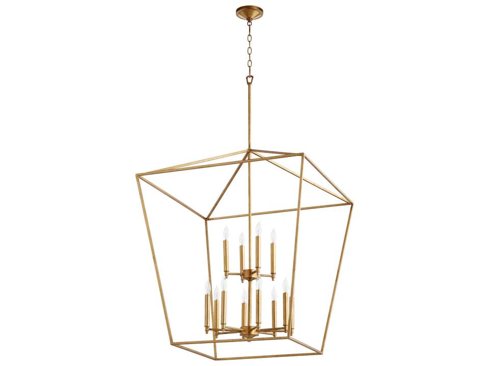 Gabriel 12-Light Candelabra Chandelier in Gold Leaf with Interchangeable Sleeves