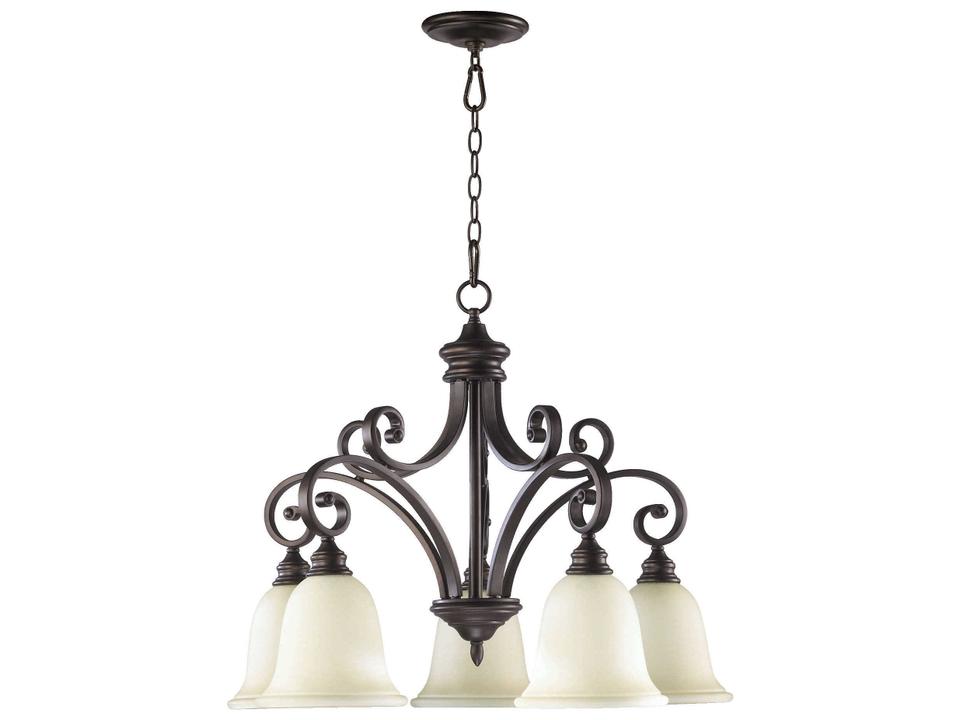 Bryant 5-Light Oiled Bronze Dinette Chandelier with Amber Scavo Glass