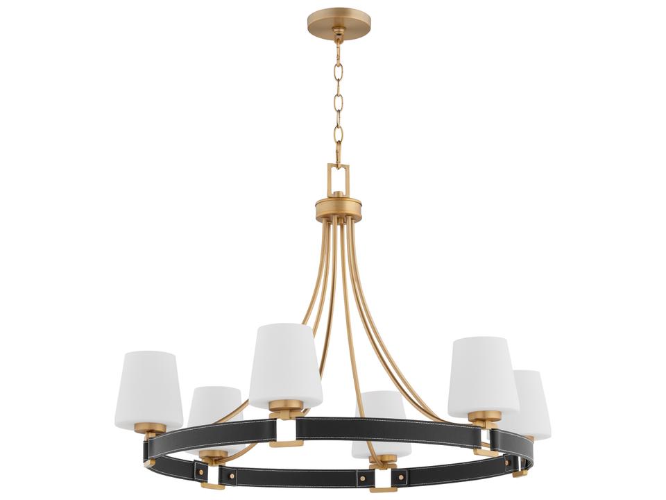 Hidalgo 6-Light Aged Brass Chandelier with Satin Opal Glass