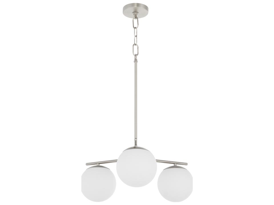 Jasper 3-Light Chandelier with Satin Opal Glass in Satin Nickel