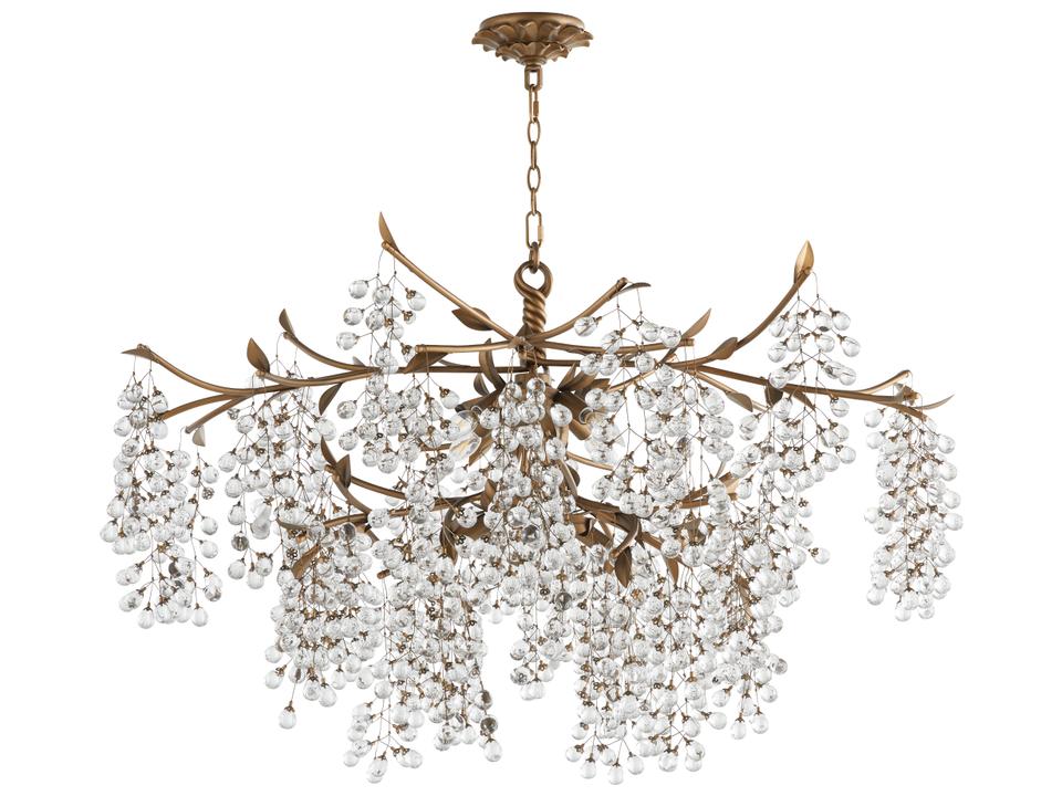 Glicina 8-Light Natural Brass Chandelier with Crystal Drops