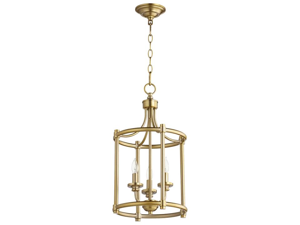 Rossington 3-Light Candelabra Pendant Light in Aged Brass