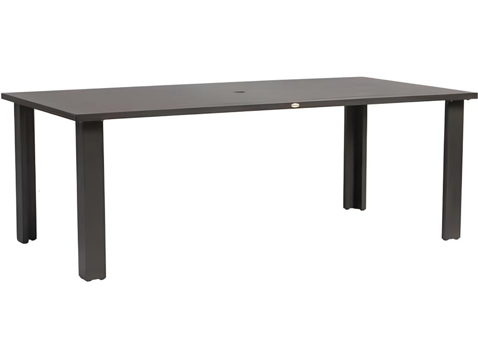 Limo Rectangular Dining Table with Umbrella Hole in Ash Grey Aluminum