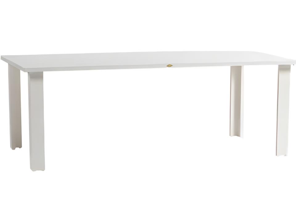 Limo Rectangular Aluminum Umbrella Hole Dining Table in Talc White