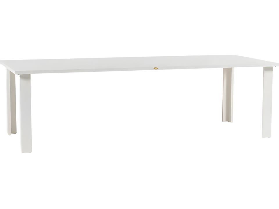Limo 103-Inch Rectangular Outdoor Dining Table in Silver Talc White Aluminum