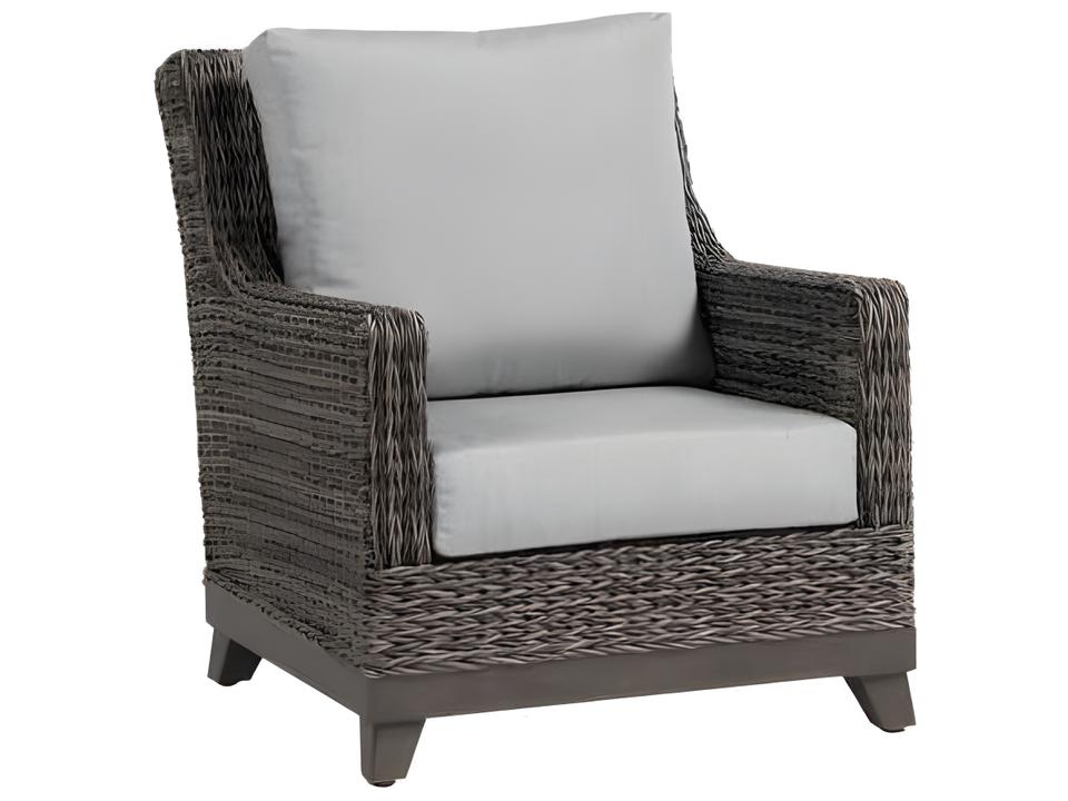 Boston Outdoor Lounge Chair in Ash Grey Powder-Coated Aluminum and Smoke Grey Resin Weave