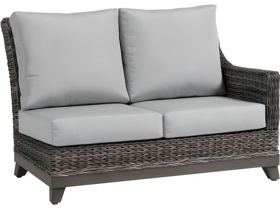 Boston Right Arm Modular Loveseat in Smoke Grey Resin Wicker