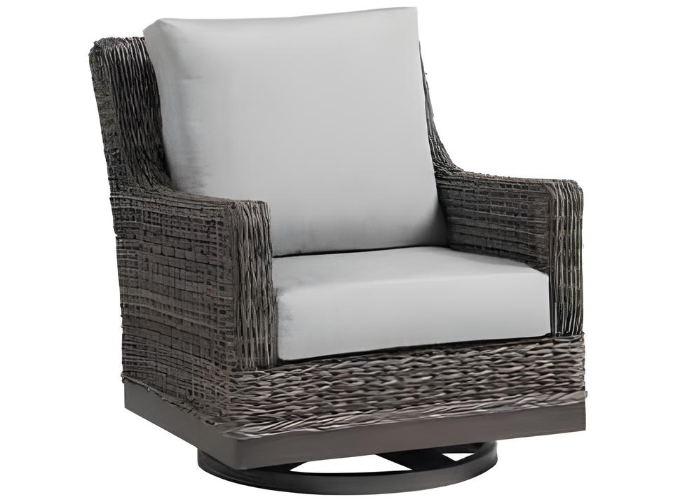 Boston Outdoor Swivel Gliding Lounge Chair in Smoke Grey Resin