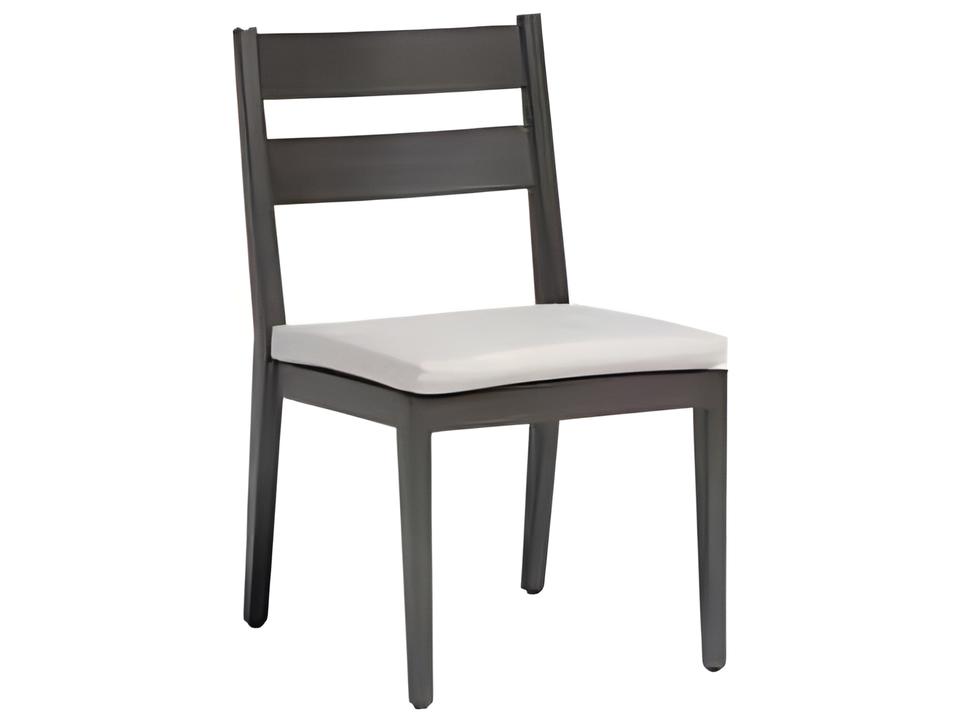 Lucia Outdoor Upholstered Dining Side Chair in Ash Grey Aluminum