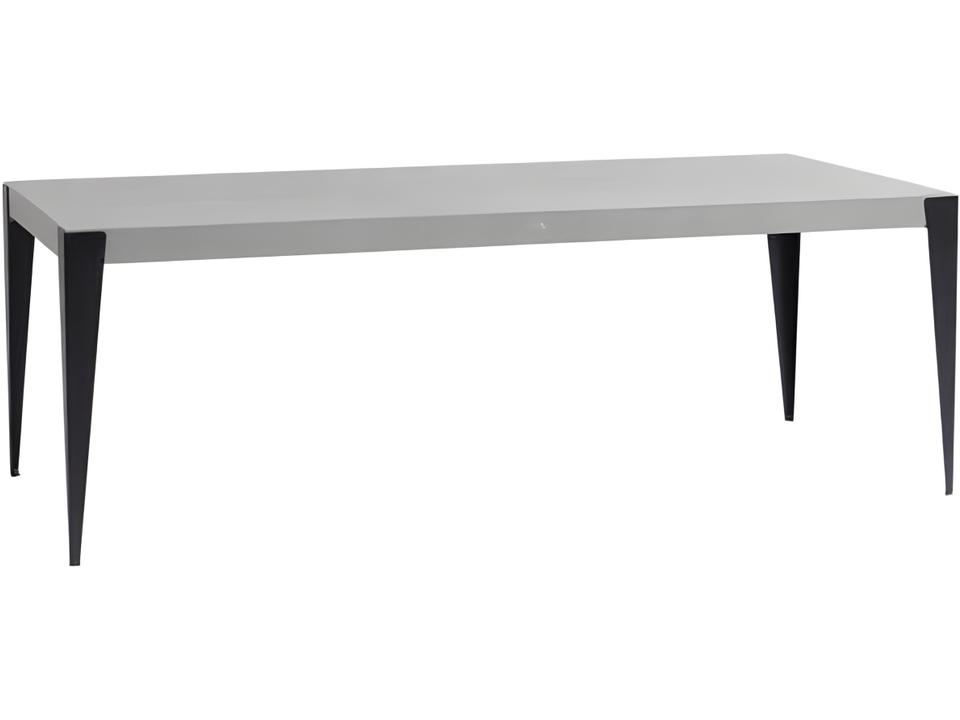 Genval Rectangular Outdoor Coffee Table with Cement Top and Black Aluminum Base