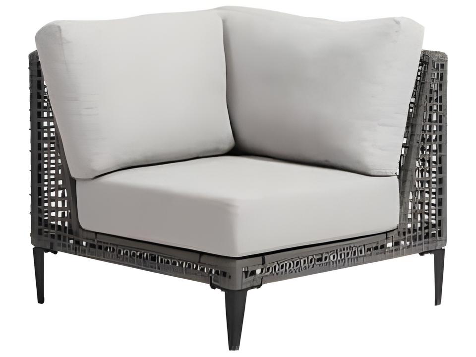 Genval Armless Deep Seating Sectional Chair in Grey with Black Aluminum Frame