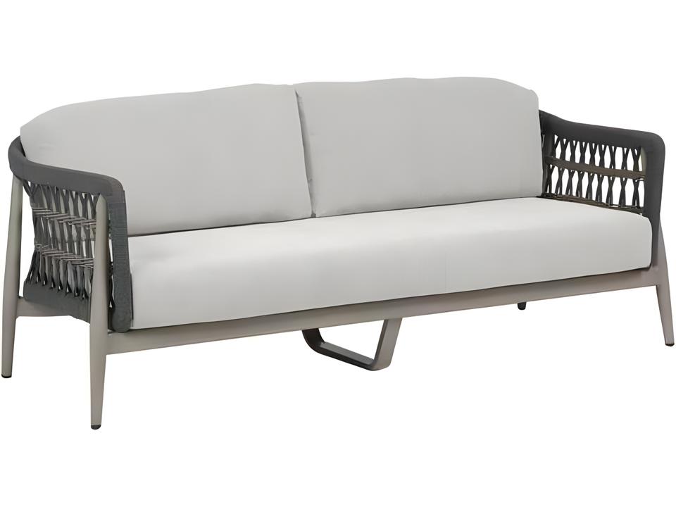 Coconut Grove 3-Seat Outdoor Sofa with Pearl Aluminum Frame and Durarope Weave
