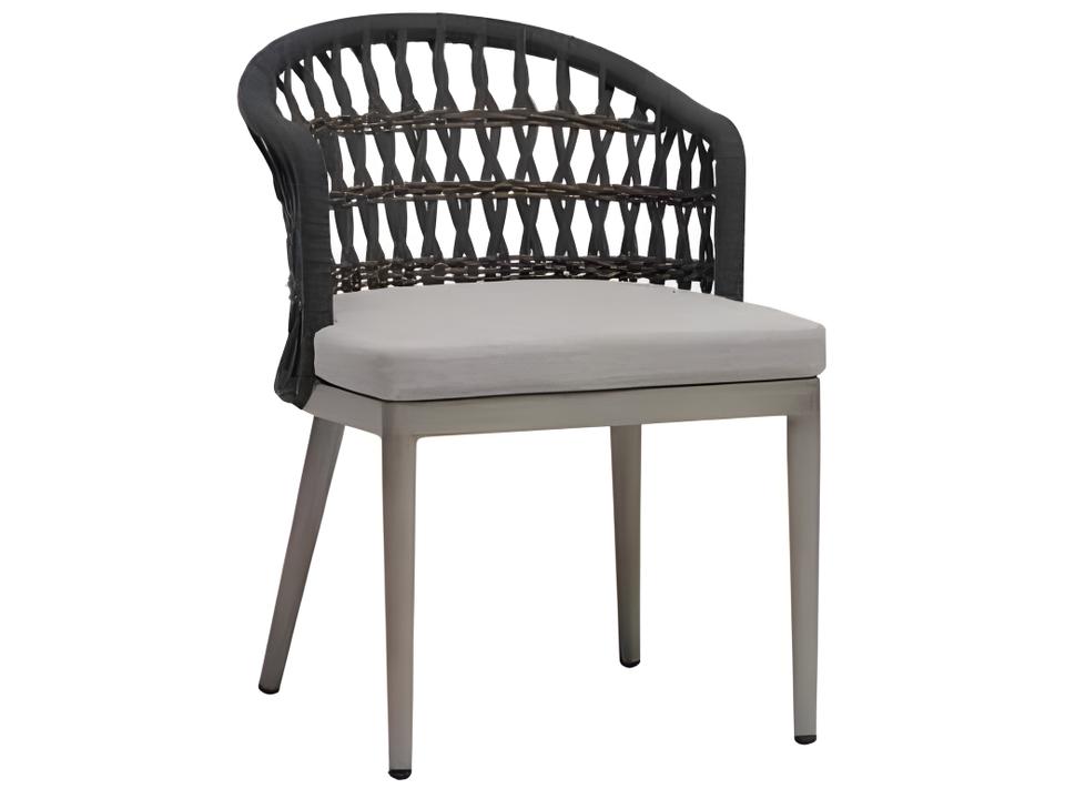 Coconut Grove Dining Arm Chair in Hand Brushed Pearl Aluminum and Durarope