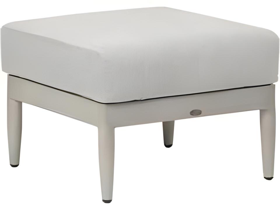 Coconut Grove Outdoor Ottoman in Pearl Aluminum and Durarope with Cushion