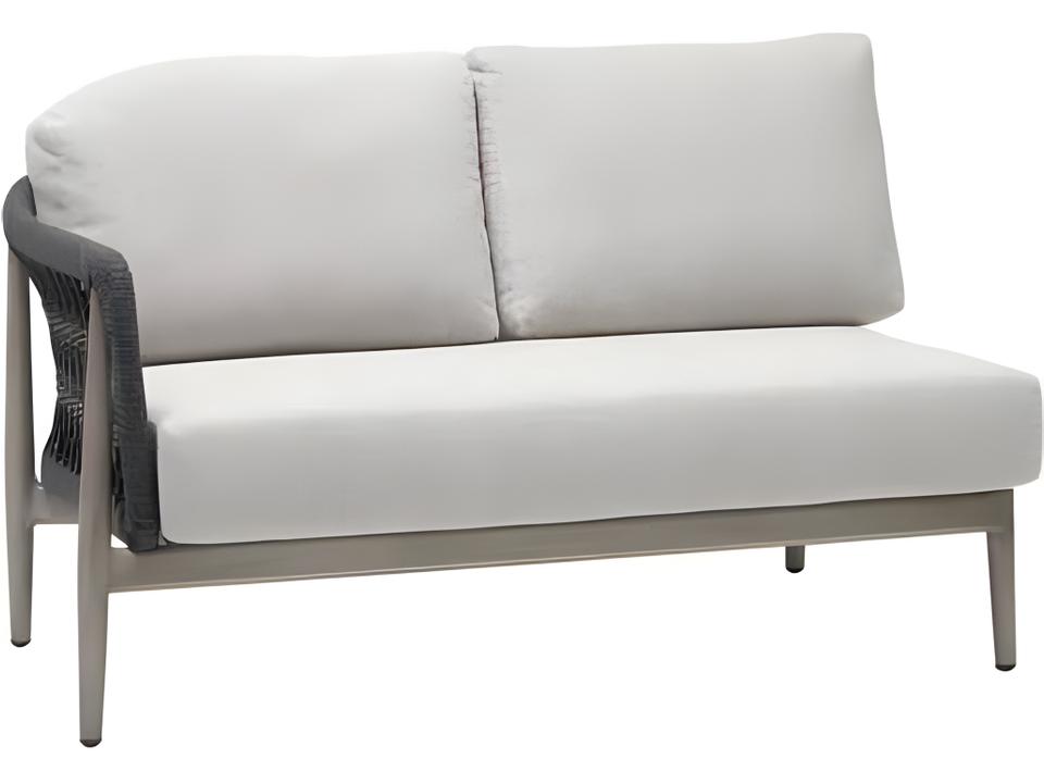 Coconut Grove Left Arm Outdoor Loveseat in Pearl Aluminum and Durarope